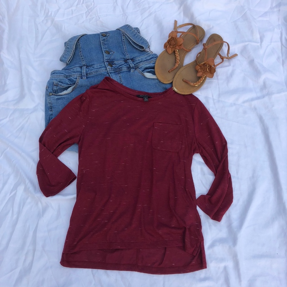 Burgundy Banana Republic Shirt with White Dashes